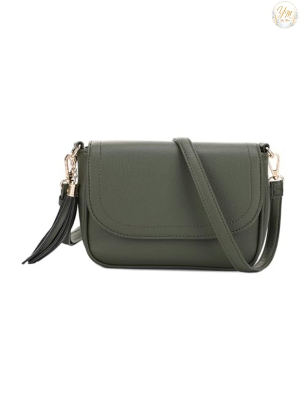 Small Vegan Leather Crossbody Bag Flap Saddle Purse with Tassel